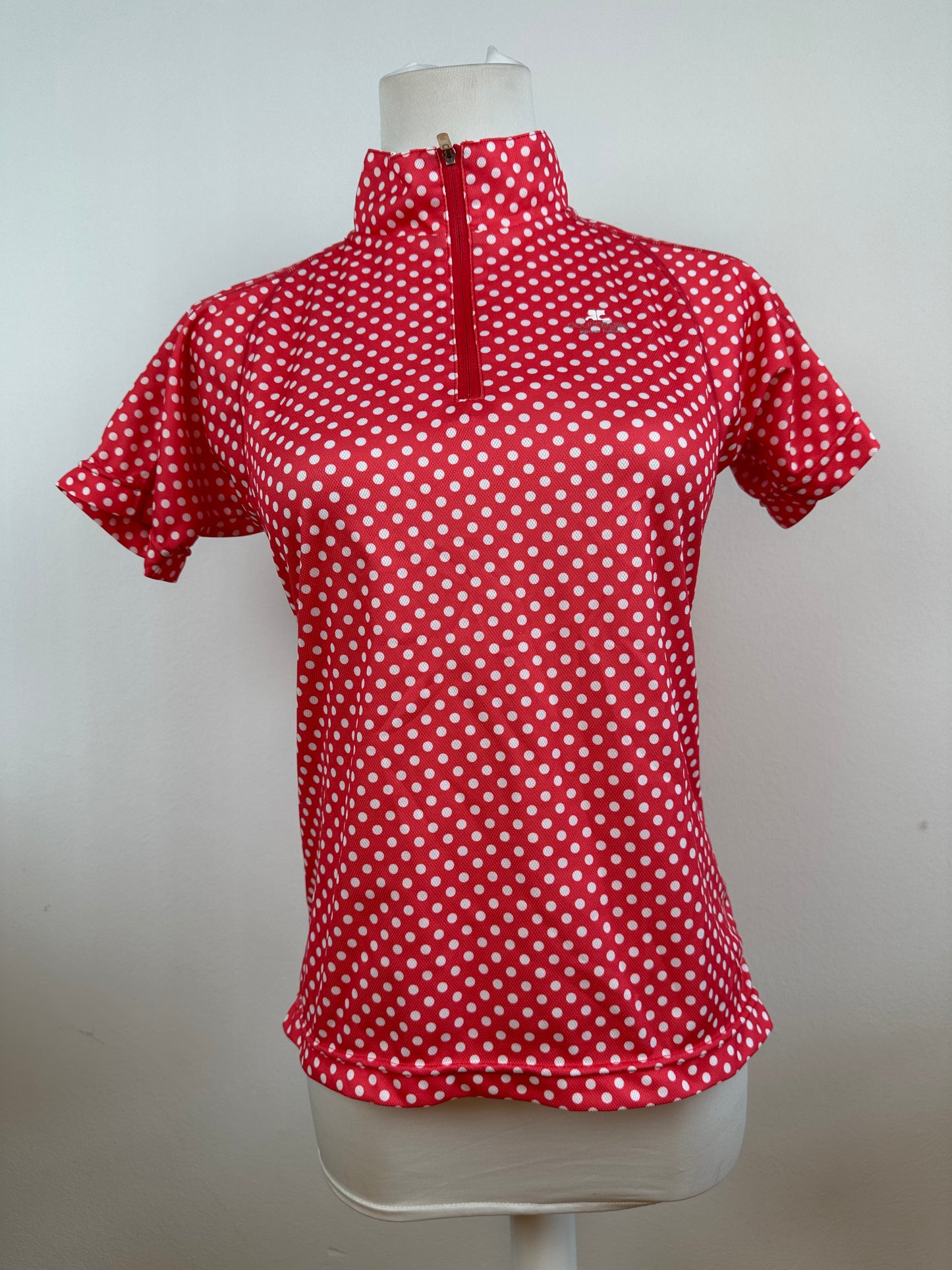 Vintage Courreges Polka Dot Polo Shirt Red White M