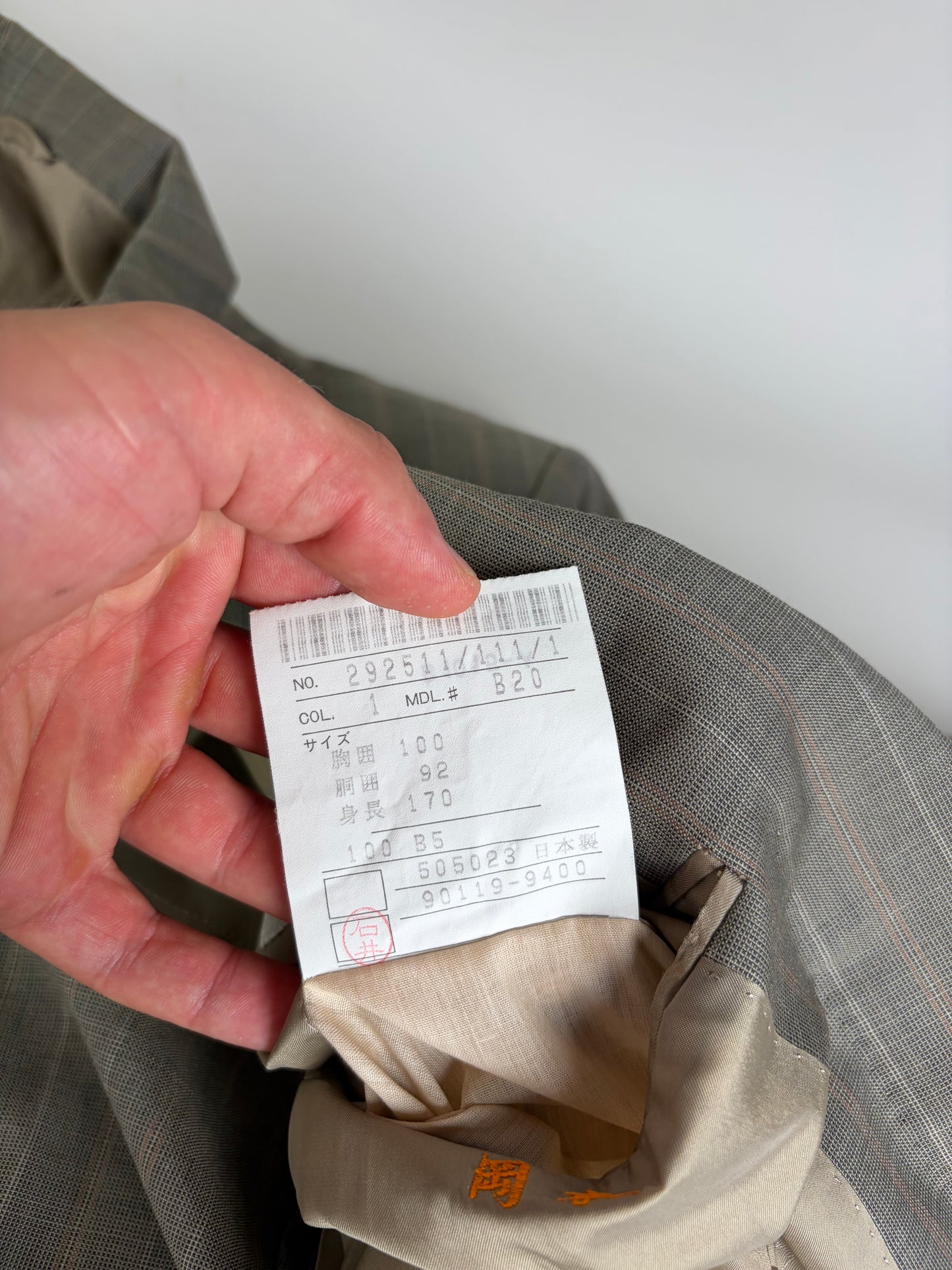 Vintage Balenciaga Men's Wool Suit Light Grey Stripe L