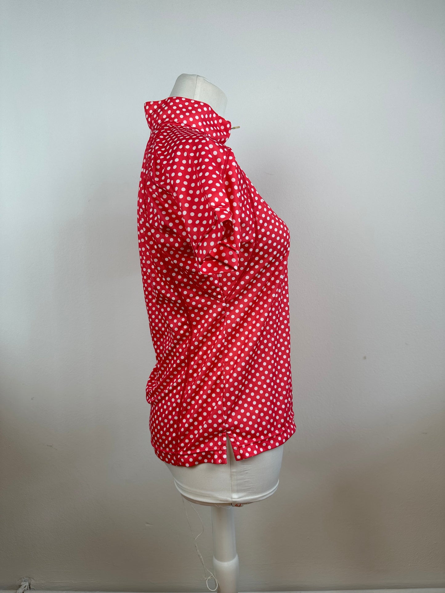 Vintage Courreges Polka Dot Polo Shirt Red White M