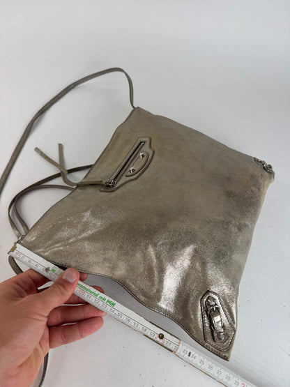 Sac de ville Balenciaga vintage en cuir gris argenté
