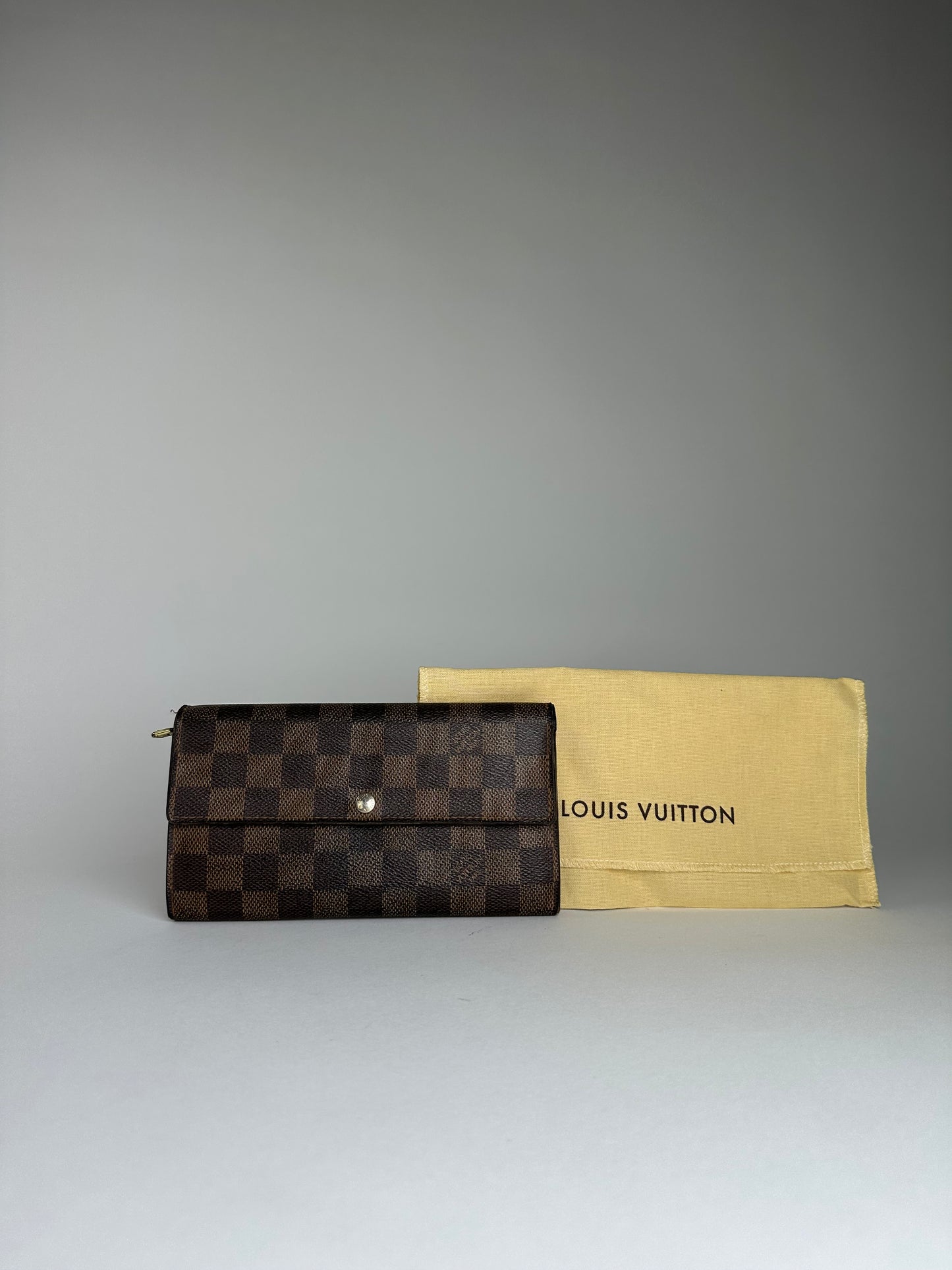 Vintage Louis Vuitton Damier Ebene Canvas Wallet Brown Beige