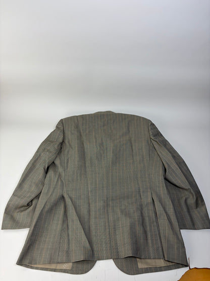 Vintage Balenciaga Men's Wool Suit Light Grey Stripe L
