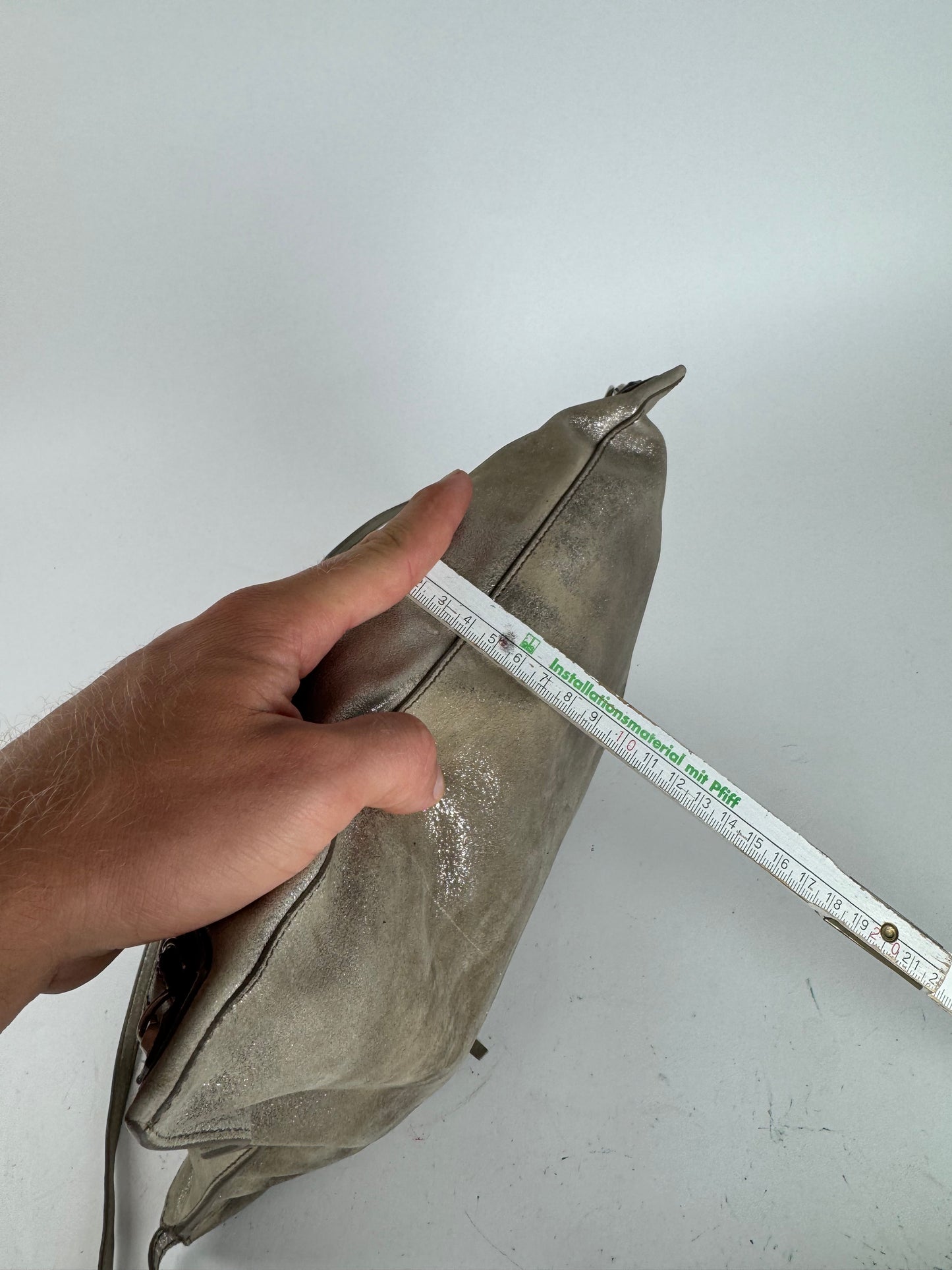 Sac de ville Balenciaga vintage en cuir gris argenté