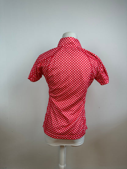 Vintage Courreges Polka Dot Polo Shirt Red White M
