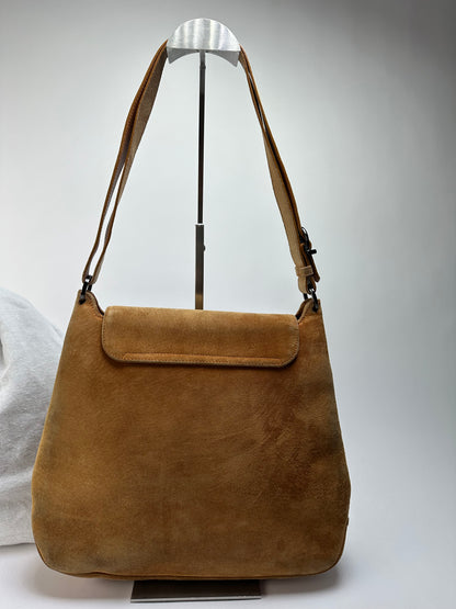 Vintage Salvatore Ferragamo Flap Crossbody Bag Late 1990s Tan Black