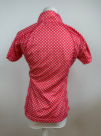 Vintage Courreges Polka Dot Polo Shirt Red White M