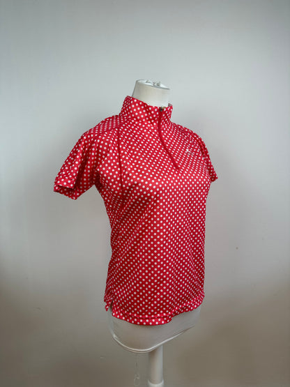 Vintage Courreges Polka Dot Polo Shirt Red White M