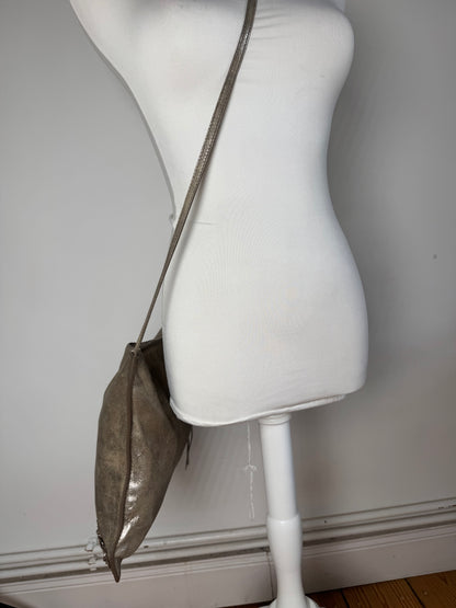 Sac de ville Balenciaga vintage en cuir gris argenté