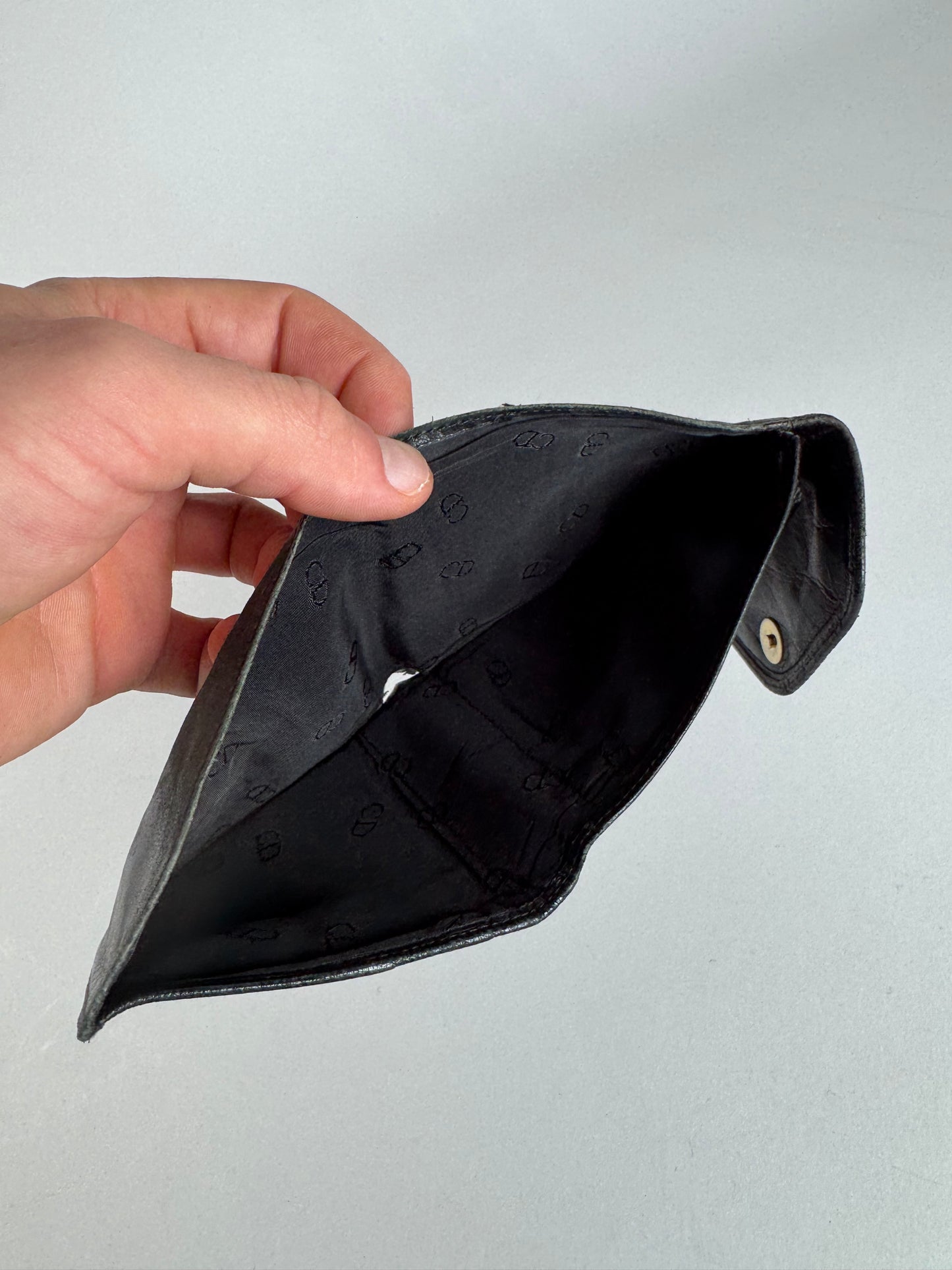 Vintage Dior Snake Emblossed Leather Wallet Black