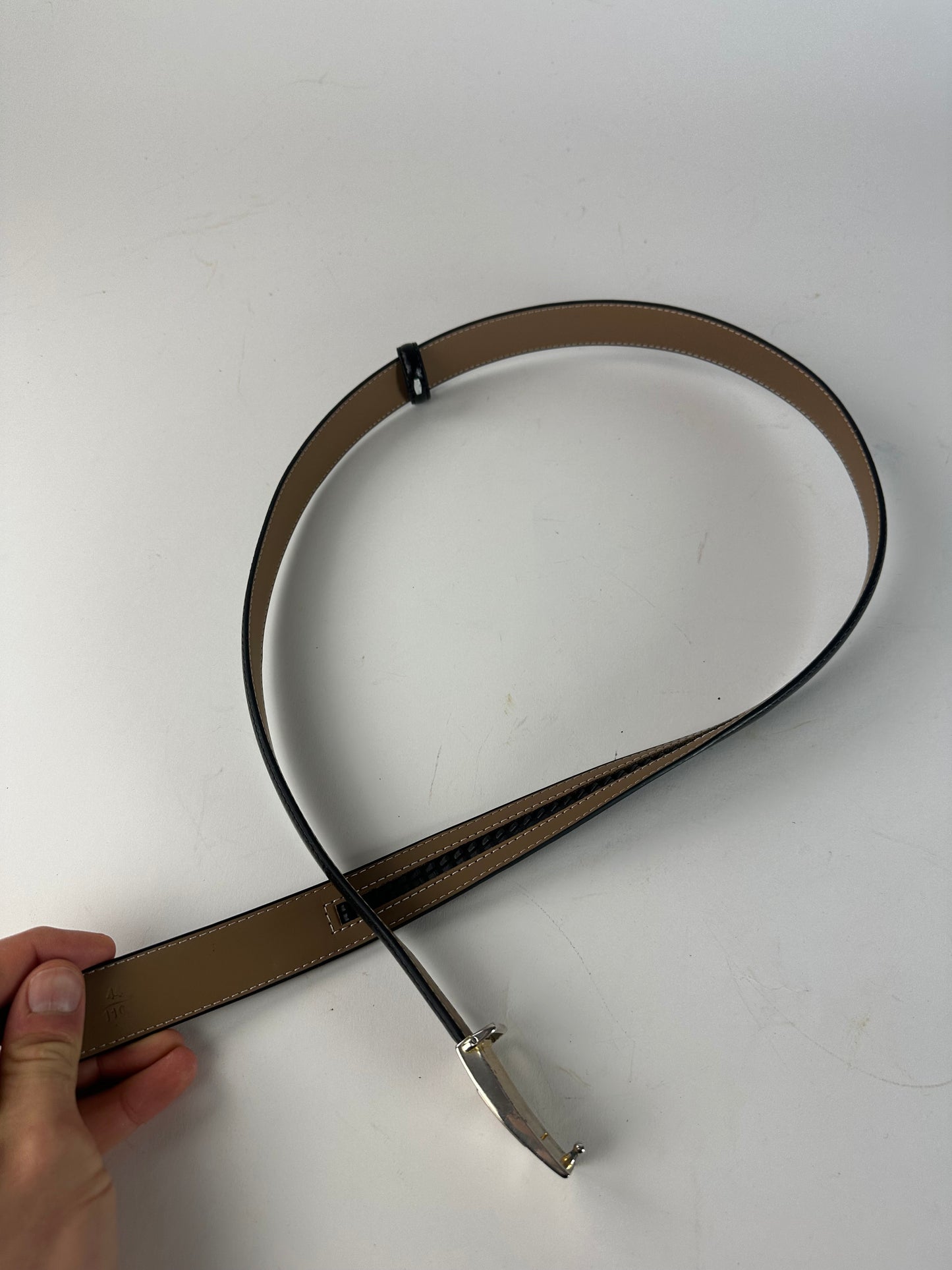 Vintage Yves Saint Laurent Snake Emblossed Leather Belt Black