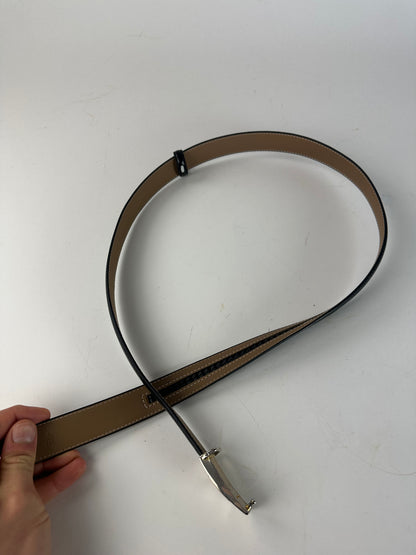 Vintage Yves Saint Laurent Snake Emblossed Leather Belt Black