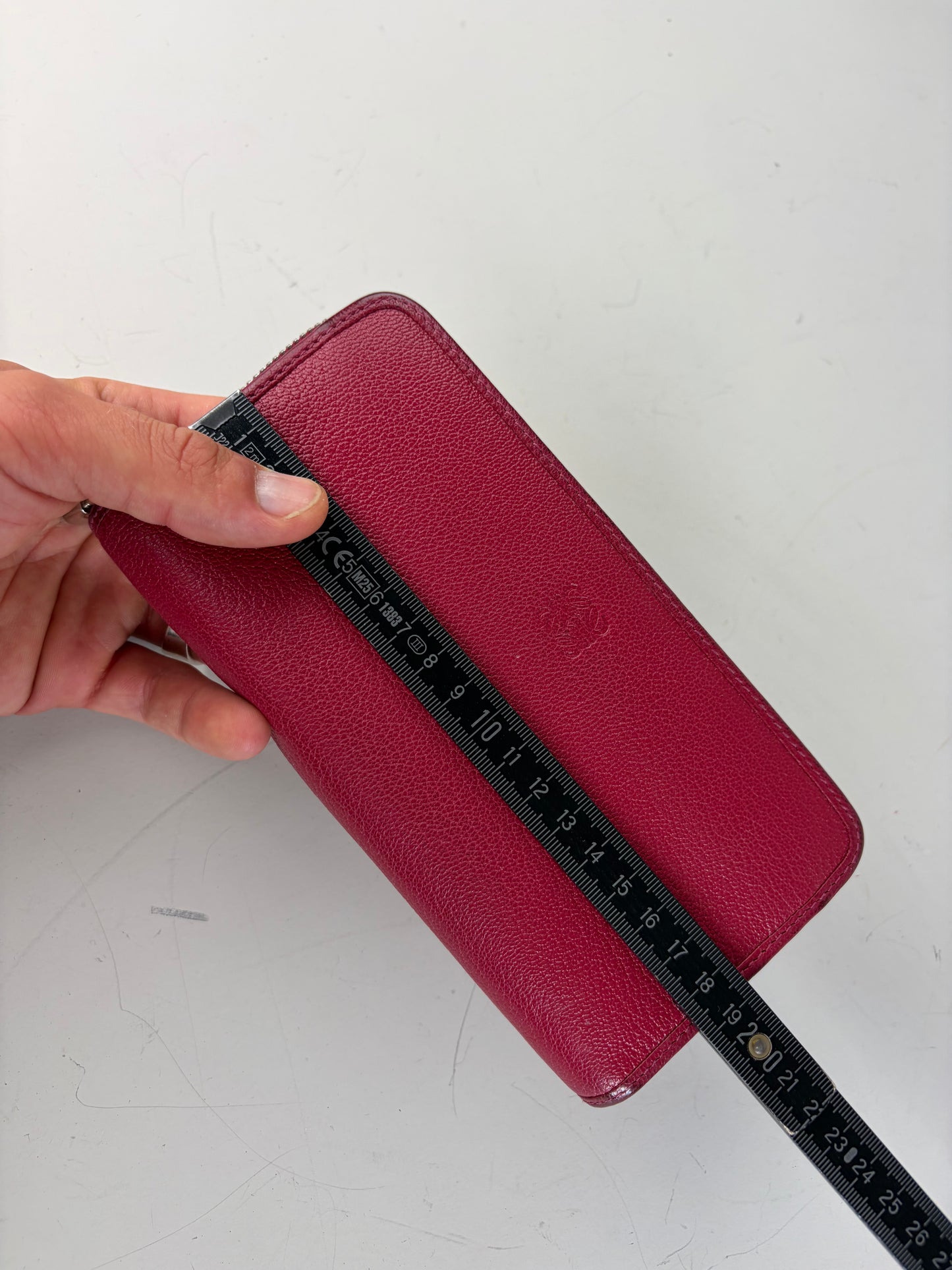 Vintage Loewe Grained Leather Wallet Burgundy Silver