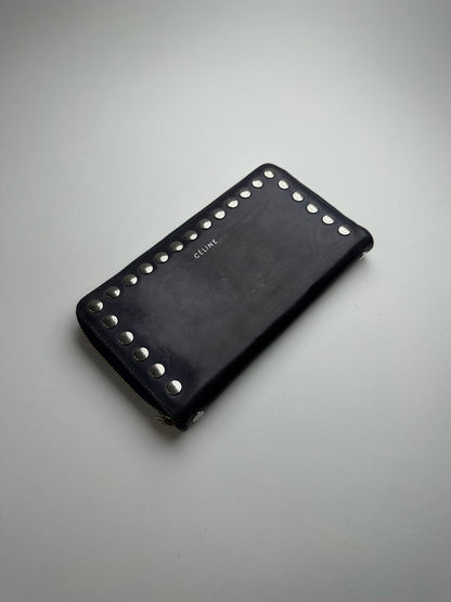 Vintage Celine Paris Studded Leather Wallet Black