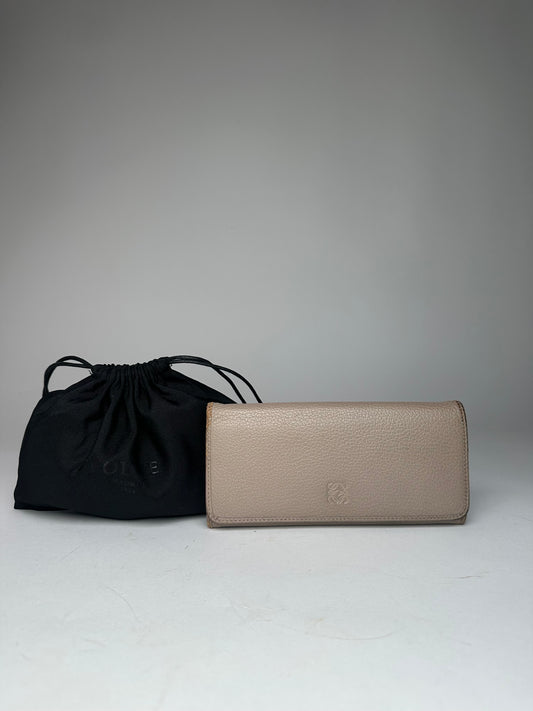 Vintage Loewe Leather Long Wallet Beige