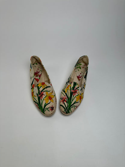 Vintage Gucci Floral Canvas Espadrilles Beige EU37