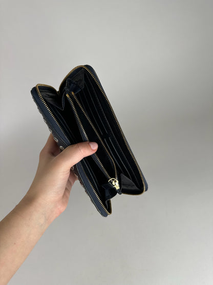 Vintage Celine Paris Studded Leather Wallet Black