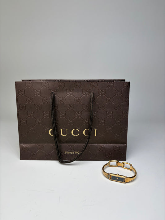 Vintage Gucci Gold-Tone Bracelet Watch Navy Blue Gold