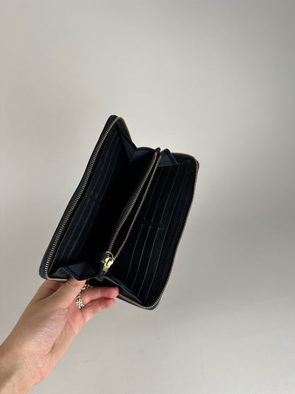 Vintage Celine Paris Studded Leather Wallet Black