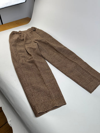 Vintage Dior Checked Wool Blend Pants Brown Beige M