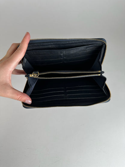 Vintage Celine Paris Studded Leather Wallet Black