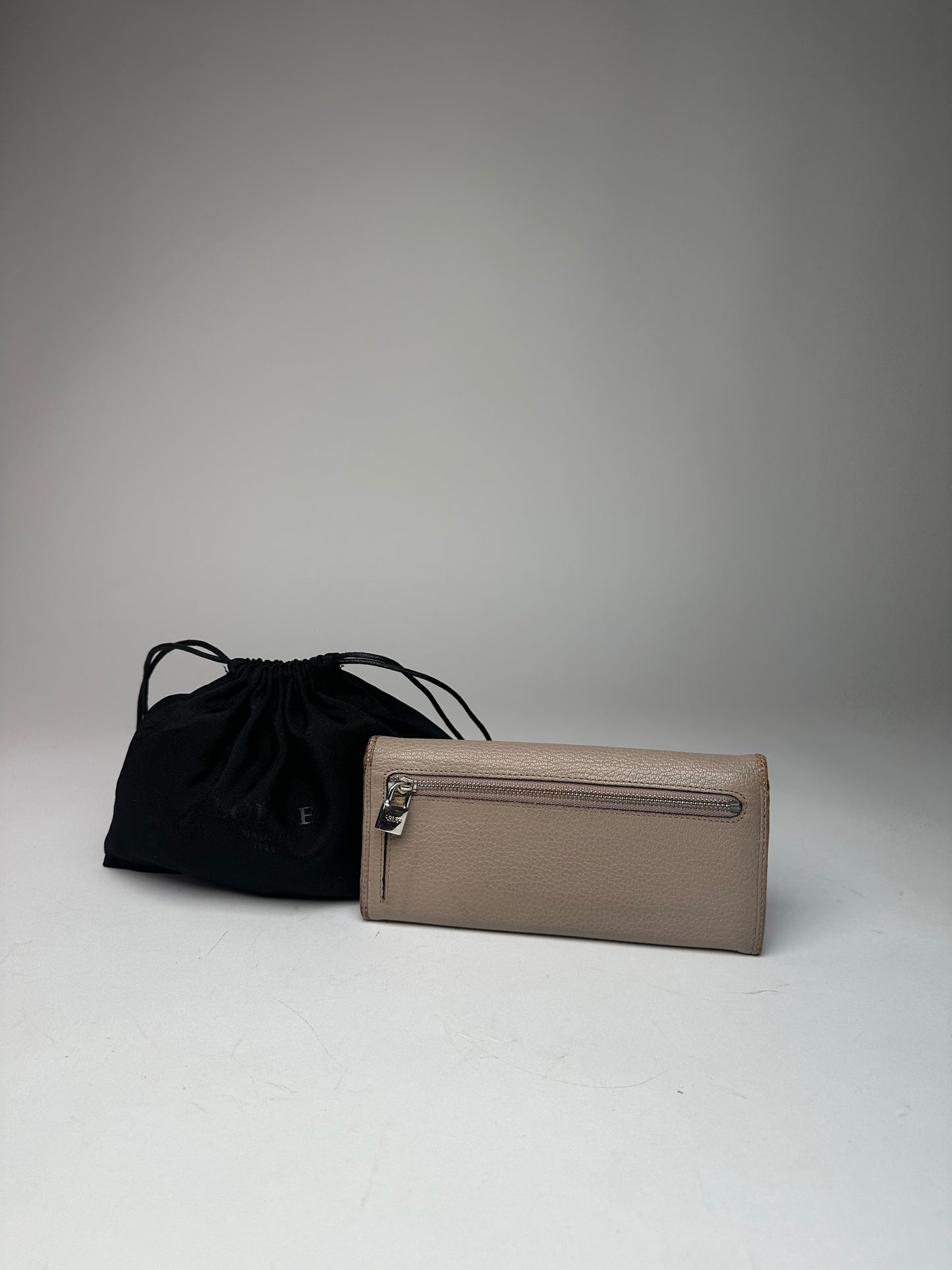 Vintage Loewe Leather Long Wallet Beige