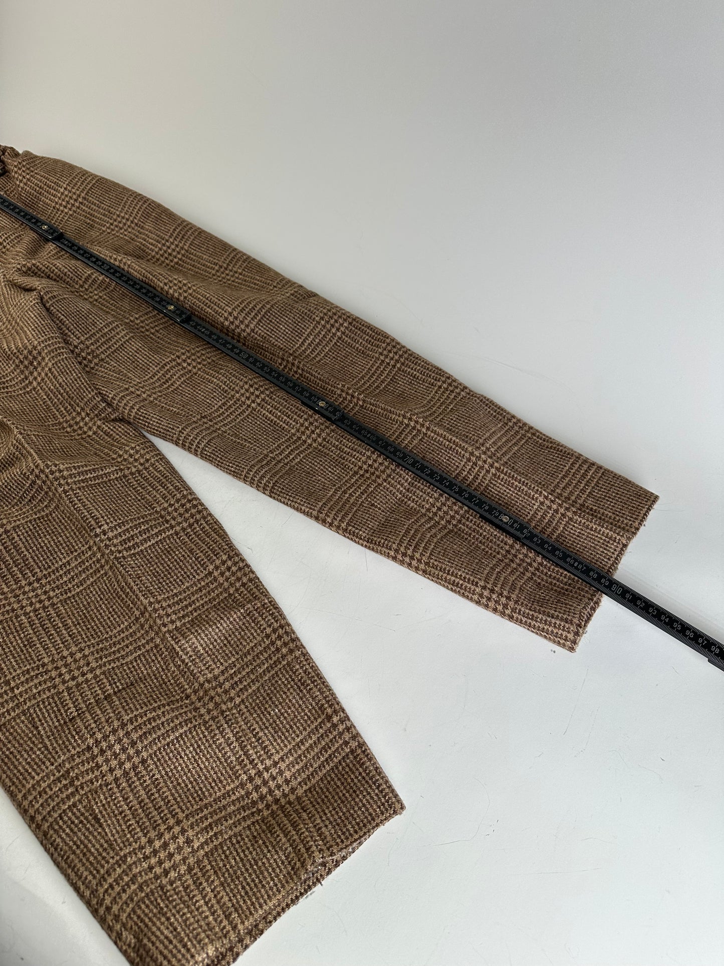 Vintage Dior Checked Wool Blend Pants Brown Beige M