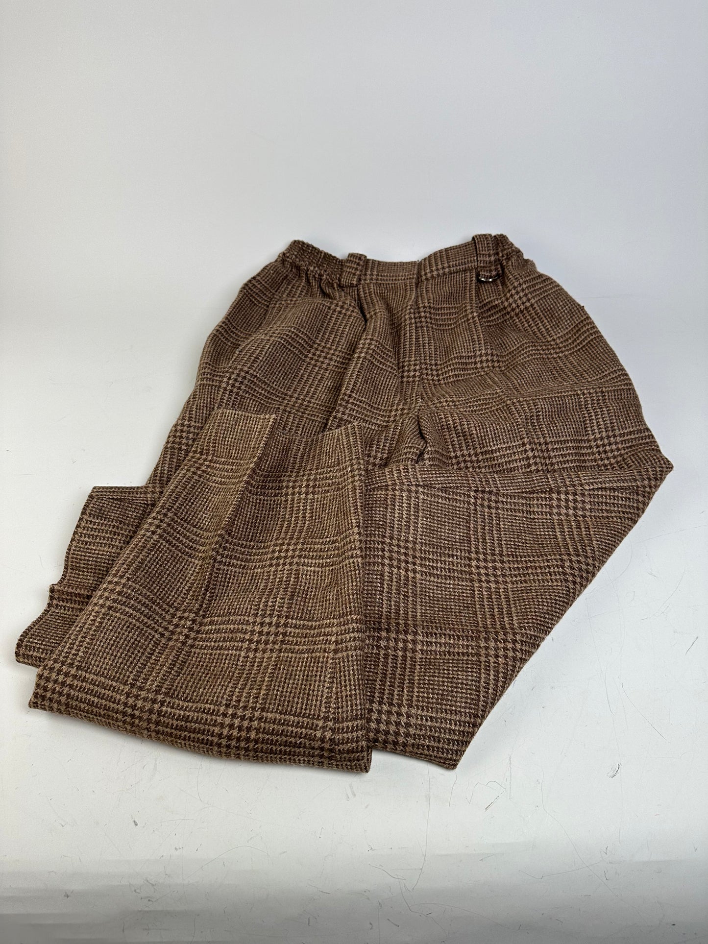 Vintage Dior Checked Wool Blend Pants Brown Beige M