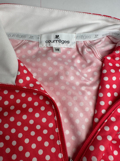 Vintage Courreges Polka Dot Polo Shirt Red White M