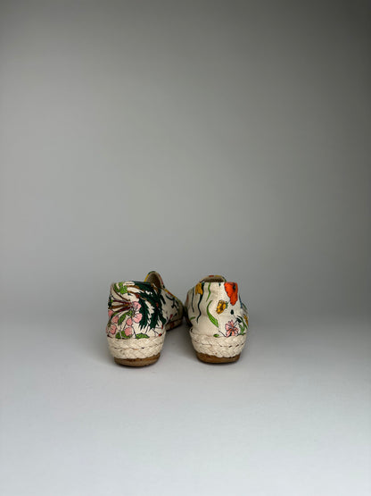 Vintage Gucci Floral Canvas Espadrilles Beige EU37