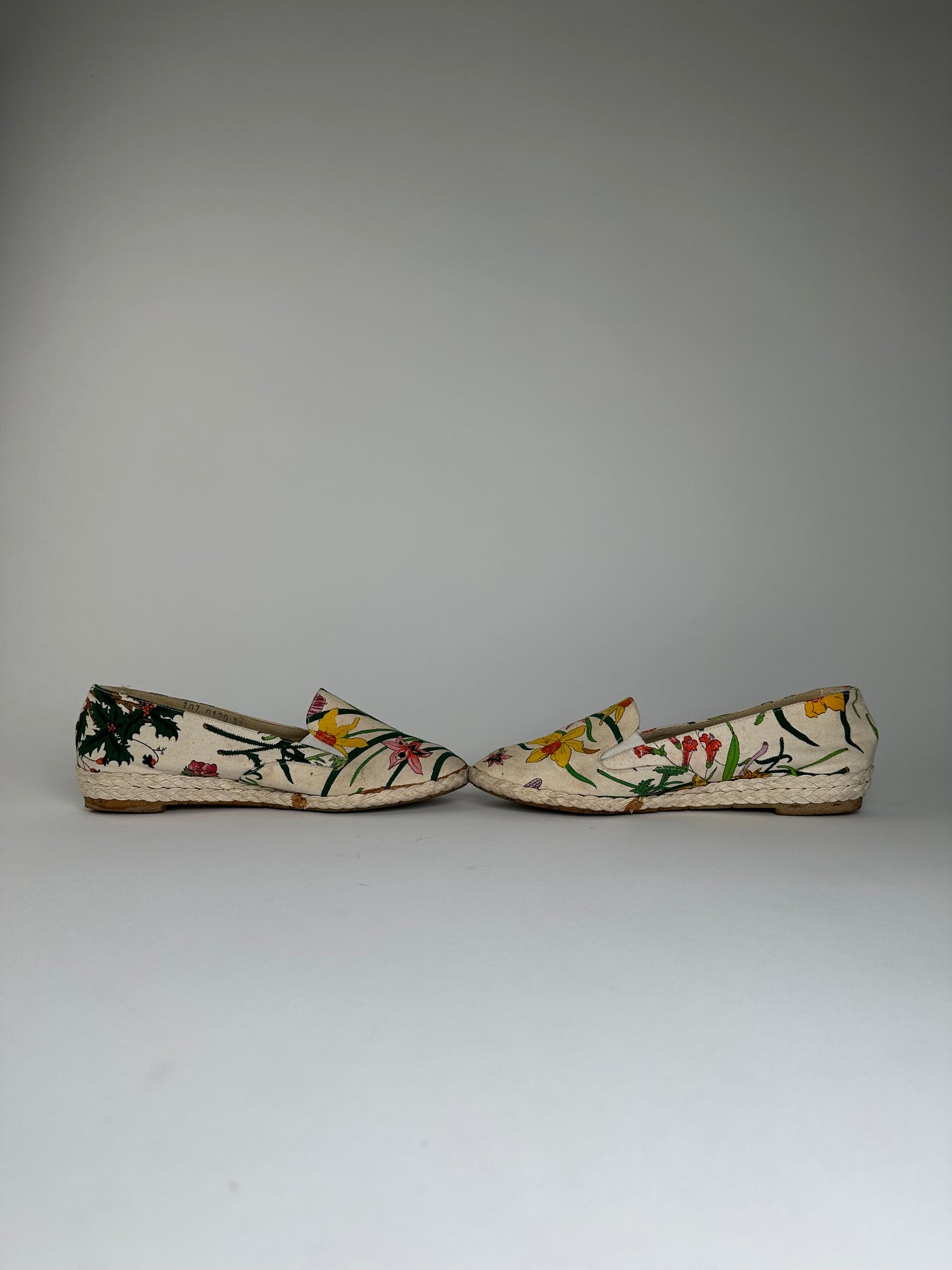 Vintage Gucci Floral Canvas Espadrilles Beige EU37