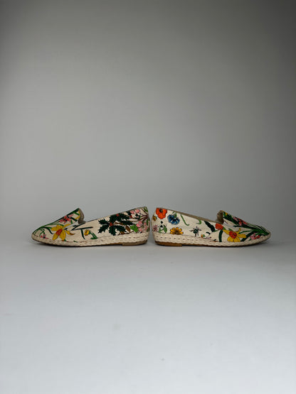 Vintage Gucci Floral Canvas Espadrilles Beige EU37