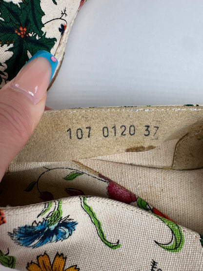 Vintage Gucci Floral Canvas Espadrilles Beige EU37
