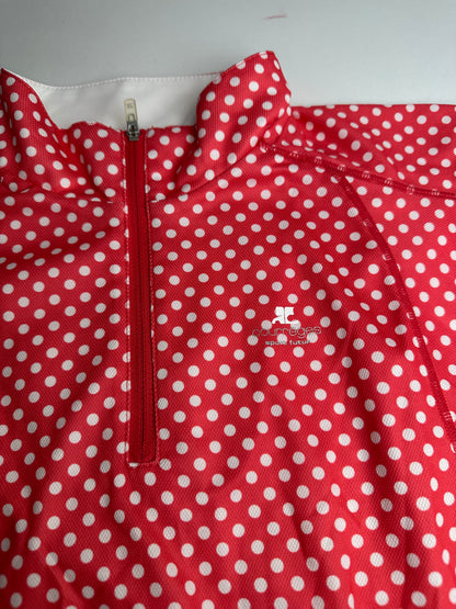 Vintage Courreges Polka Dot Polo Shirt Red White M