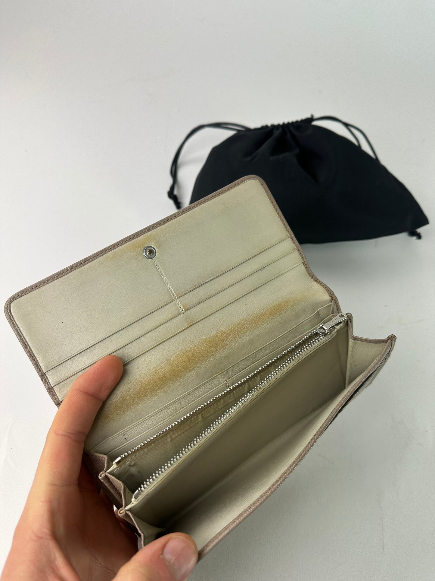 Vintage Loewe Leather Long Wallet Beige