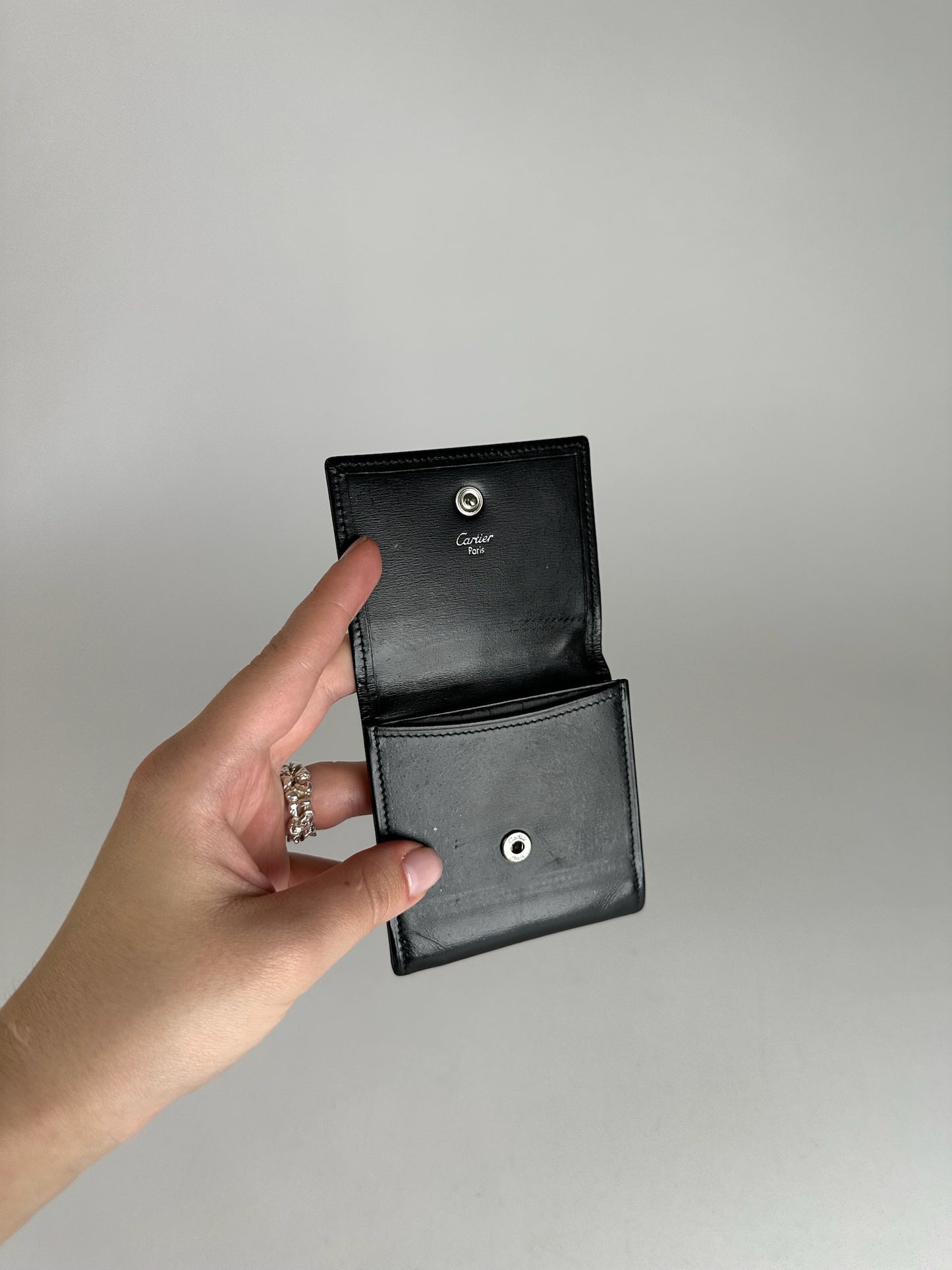 Vintage Cartier Leather Coin Case Black