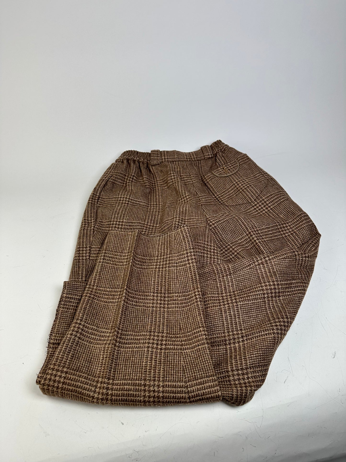 Vintage Dior Checked Wool Blend Pants Brown Beige M