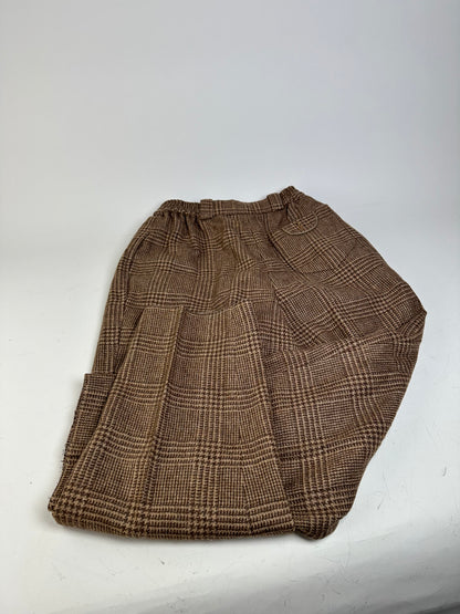 Vintage Dior Checked Wool Blend Pants Brown Beige M