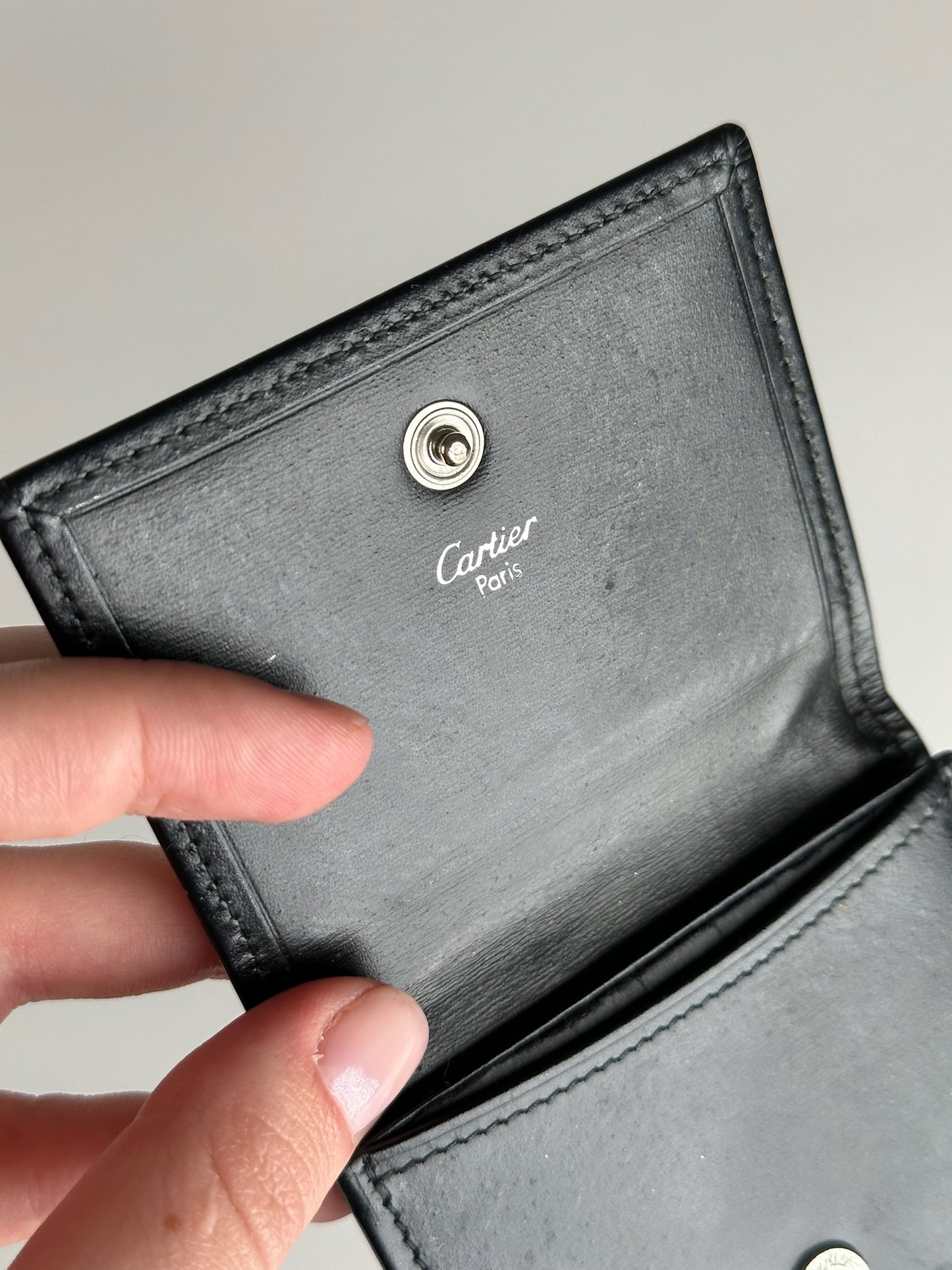 Vintage Cartier Leather Coin Case Black