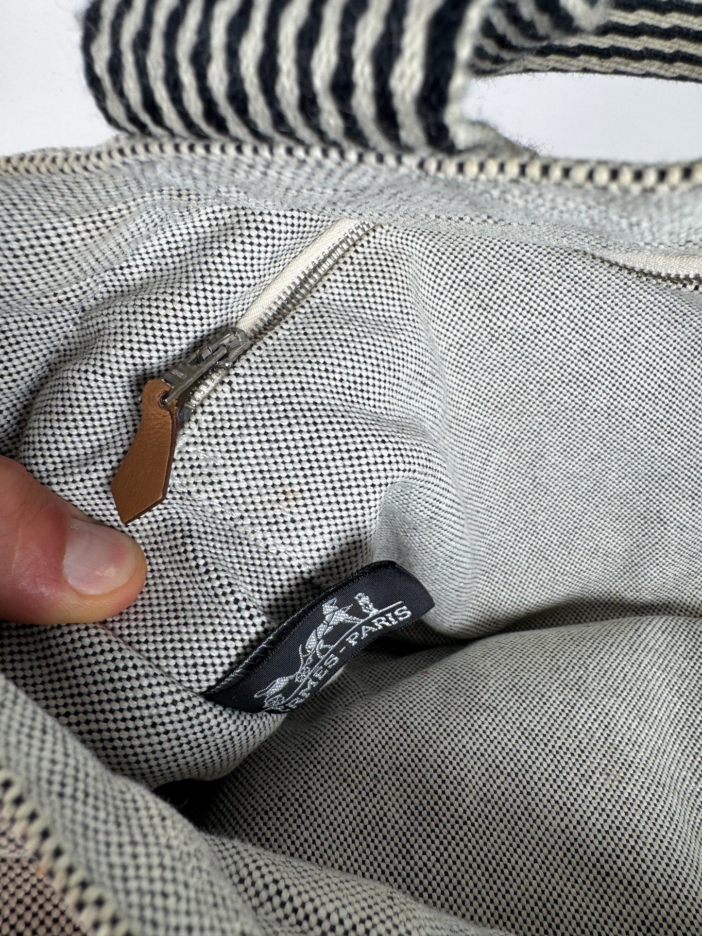 Sac cabas Hermès vintage en coton blanc