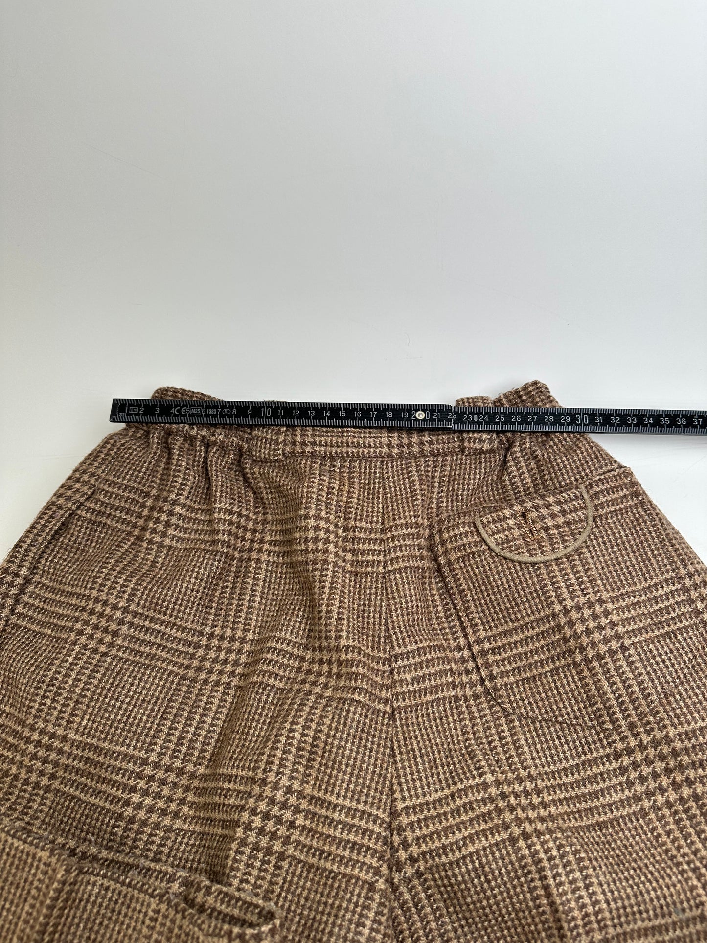 Vintage Dior Checked Wool Blend Pants Brown Beige M