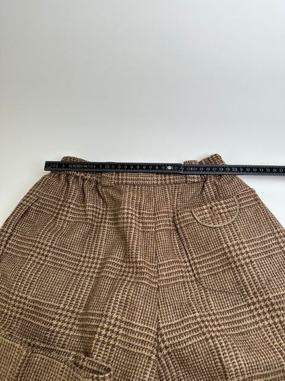 Vintage Dior Checked Wool Blend Pants Brown Beige M