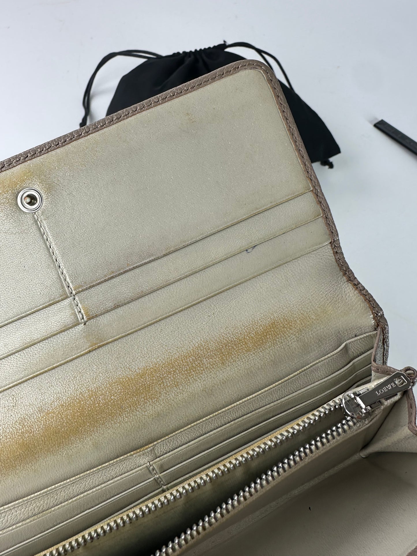 Vintage Loewe Leather Long Wallet Beige