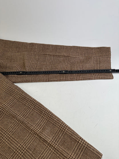 Vintage Dior Checked Wool Blend Pants Brown Beige M
