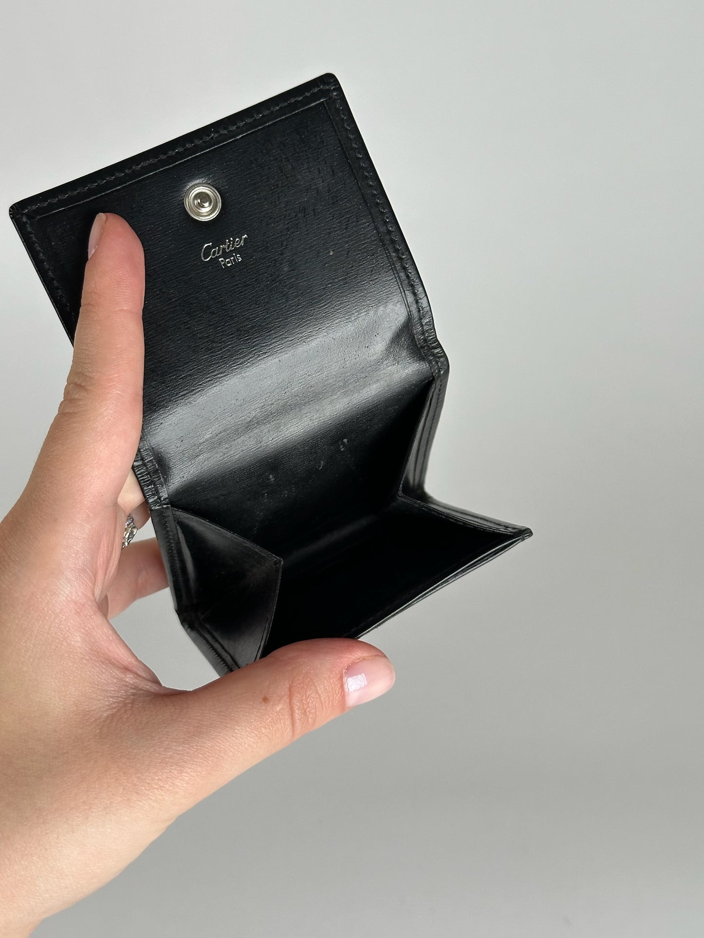 Vintage Cartier Leather Coin Case Black