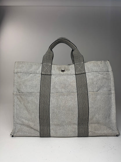 Sac cabas Hermès vintage en coton blanc