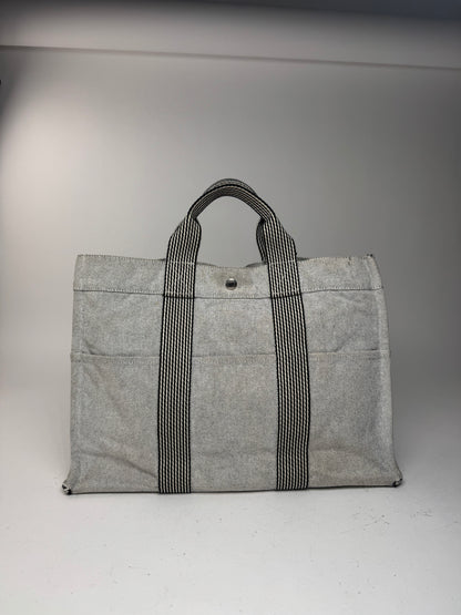 Sac cabas Hermès vintage en coton blanc