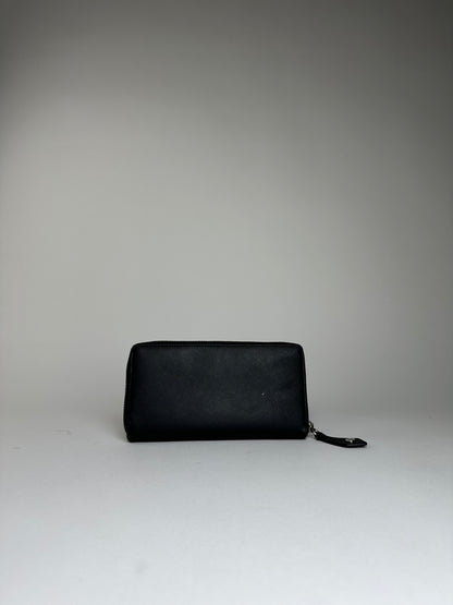 Vintage Vivienne Westwood Saffiano Leather Wallet Black Silver