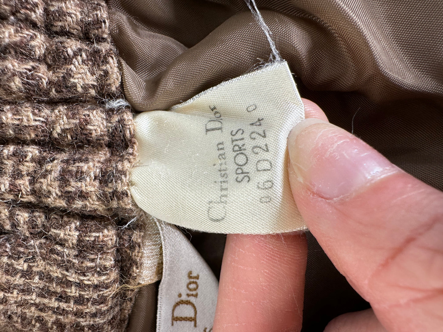 Vintage Dior Checked Wool Blend Pants Brown Beige M