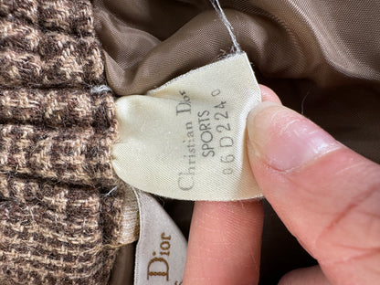 Vintage Dior Checked Wool Blend Pants Brown Beige M