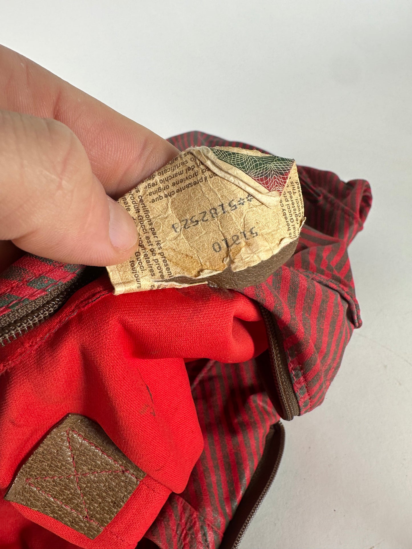 Vintage Gucci 2Way Leather Canvas Tote Bag Red Brown